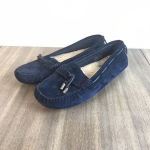 Ugg Womens Mocassins Blue Suede Flats 6.5 Slip On